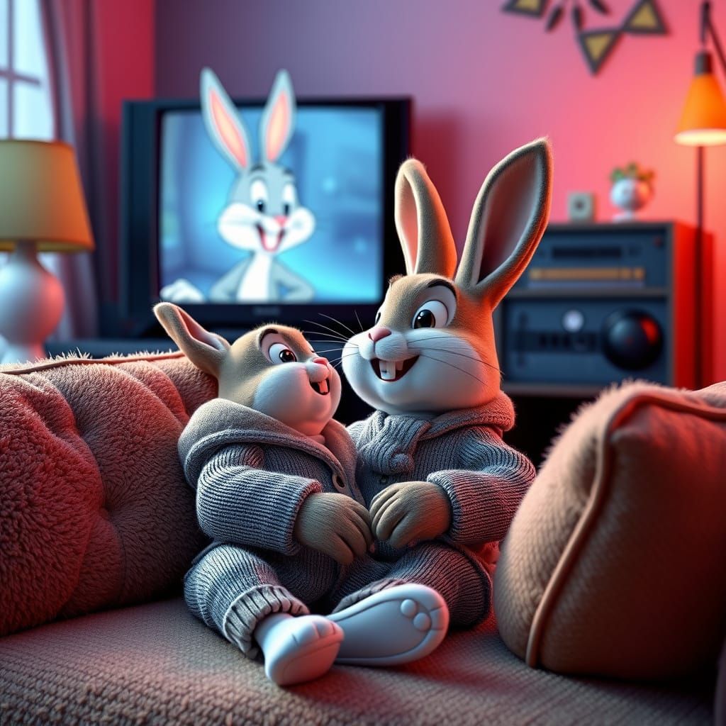 Baby Rabbit Laughing at Bugs Bunny: 3D Game Graphics