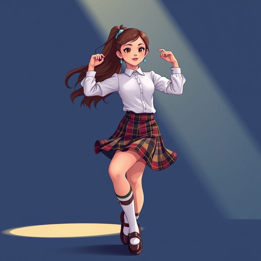 Highland Dancer in Studio Trigger Anime Style