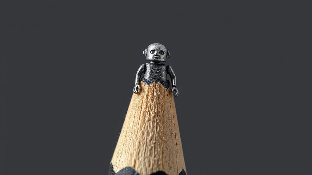 Pencil Carved into Miniature Robot