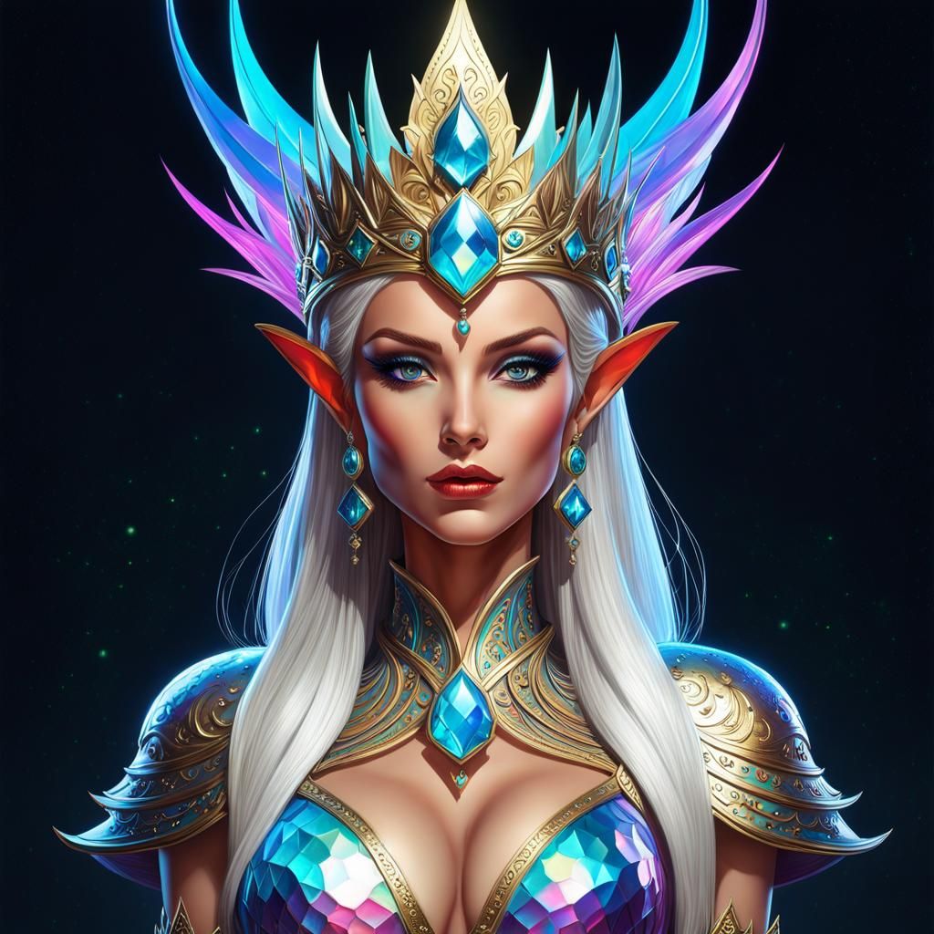 Holographic Elf Queen Portrait