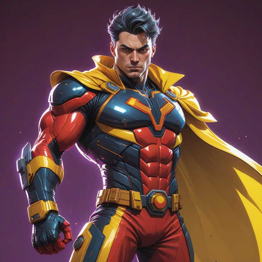 Epic Manga Hero in Vibrant Futuristic Style
