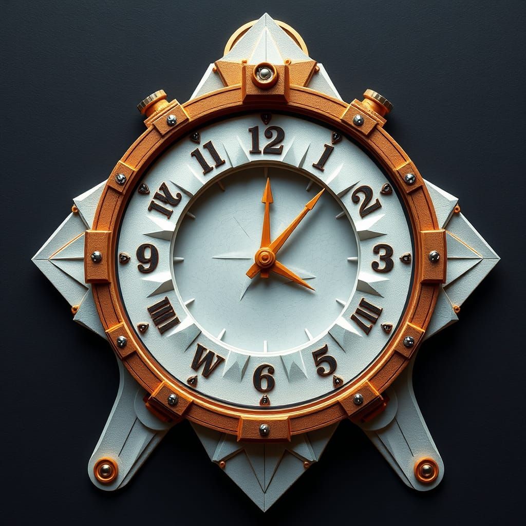 Steampunk Cyberpunk Doomsday Clock in Papercraft