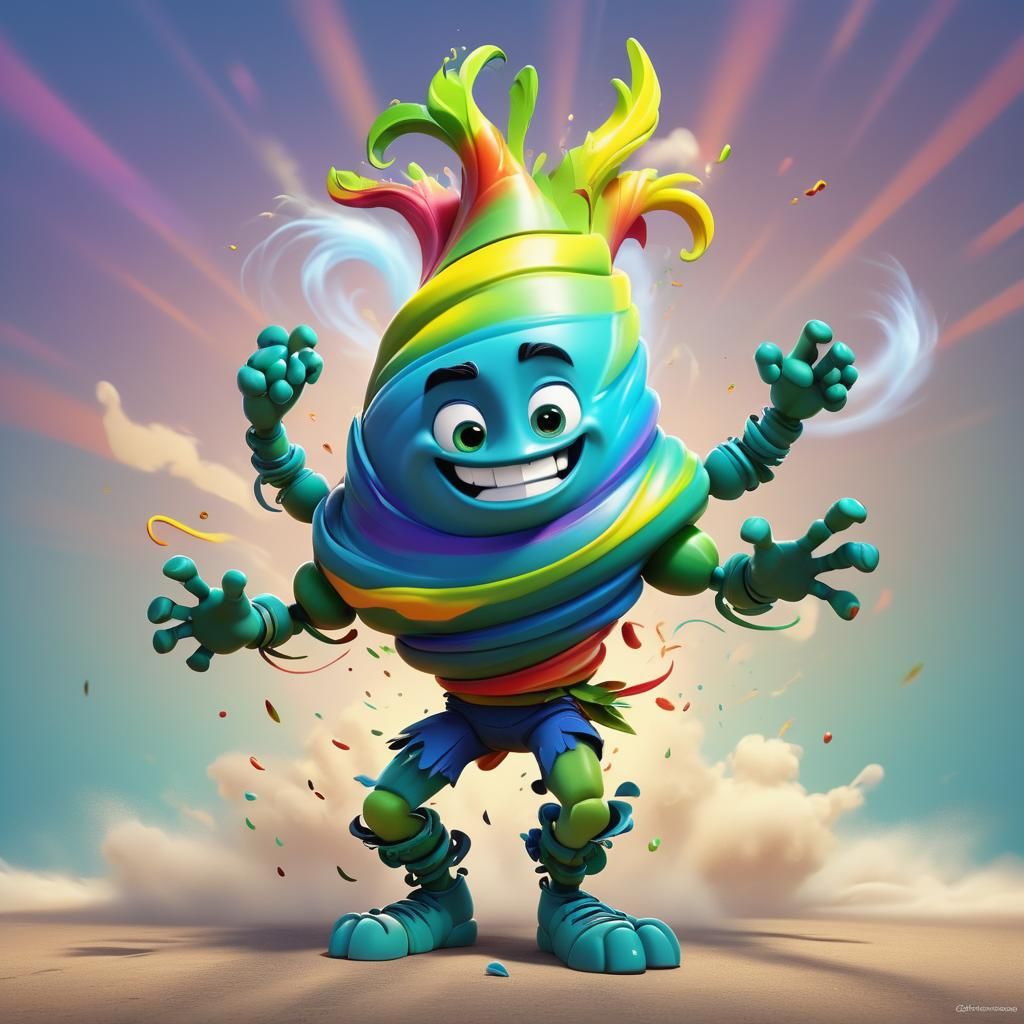 Animated Tornado Dances Hawaiian Style: 3D Digital Art