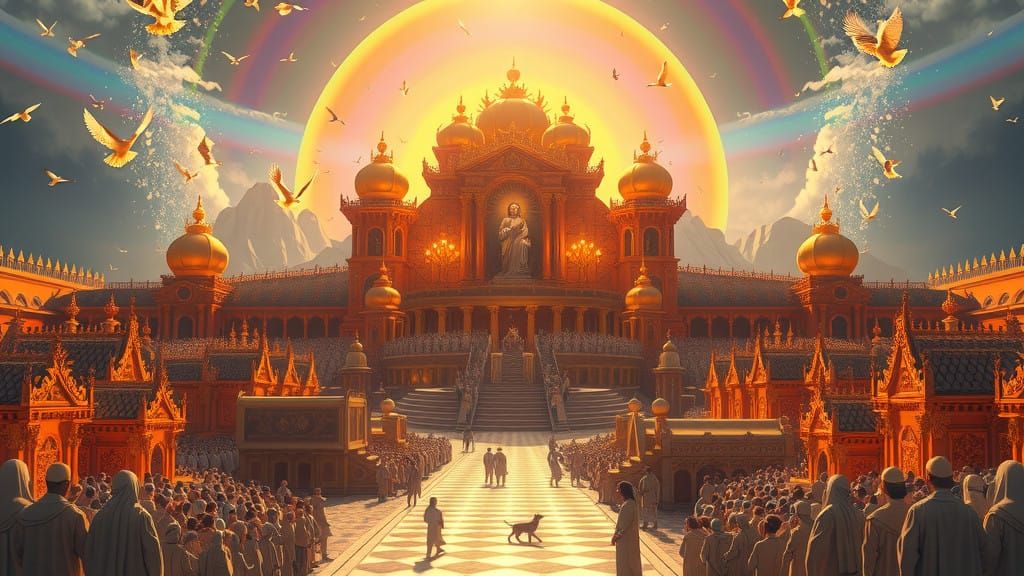 Divine Golden Metropolis with Radiant God