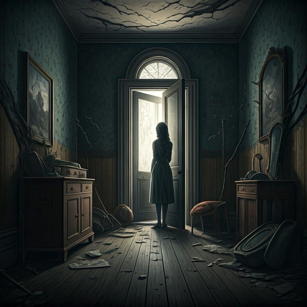 Eerily Silent Abandoned House in Haunting Digital Art