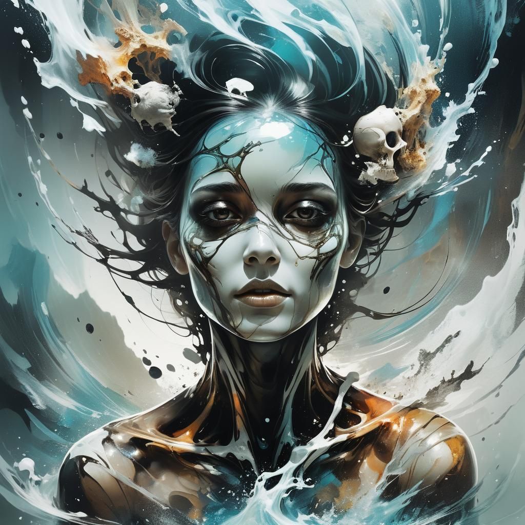 Ethereal Being Tumbling Through Water, Surreal Art