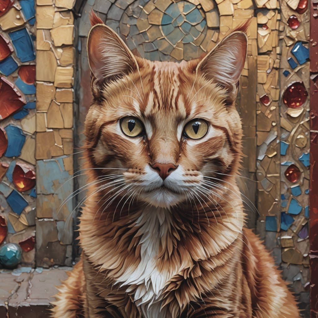 Medieval Cat Portrait in Bright Colors, Professional Photogr...