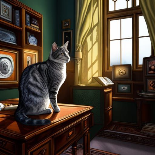 Grey Tabby Cat Animated Apartment View