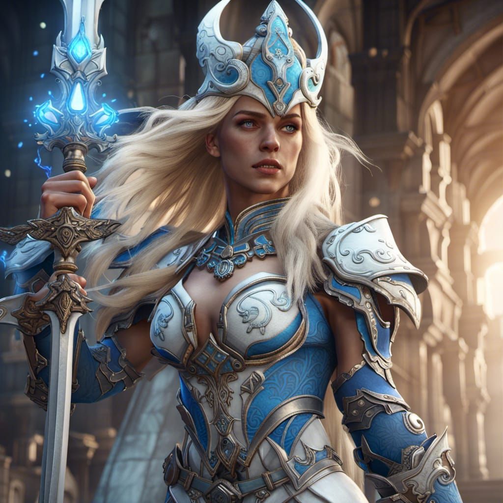 Divine Female Warrior in Cinematic 3D Style