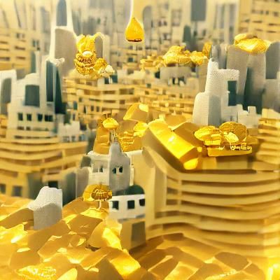 Golden Cyberpunk Cityscape of the Future