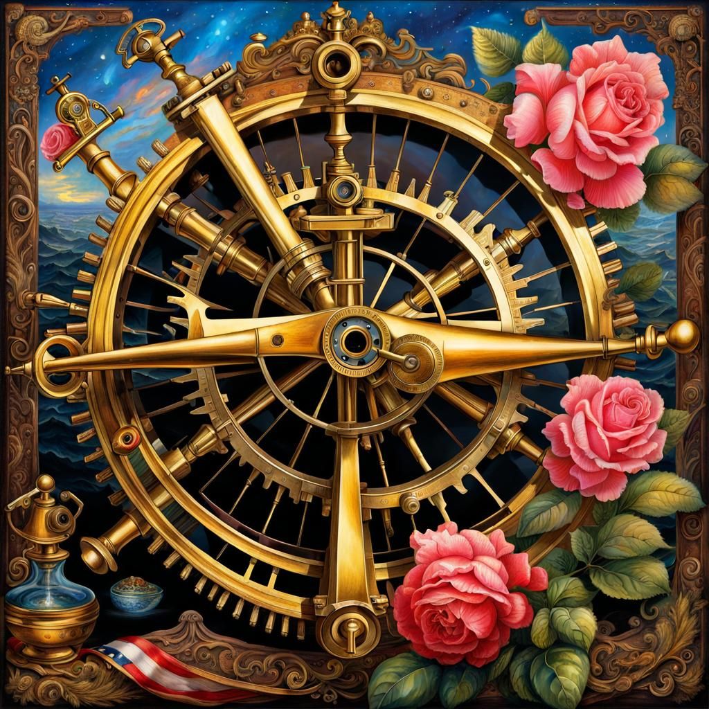 Girl with Sextant on U.S.S. Constitution: Oil Painting