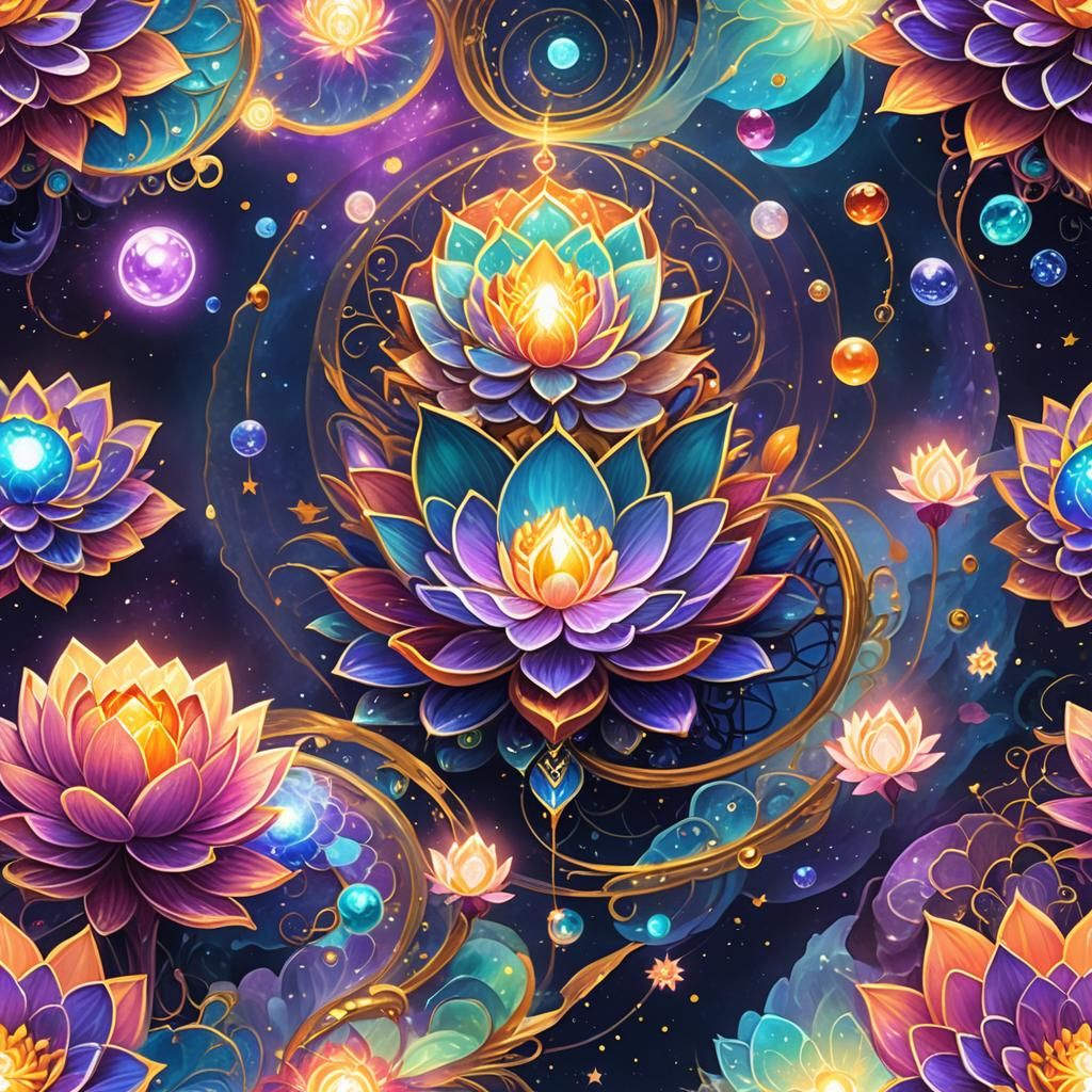 Ethereal Chakras in a Glowing Fantasy Landscape