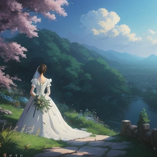 Studio Ghibli Inspired Bride in Wedding Dress