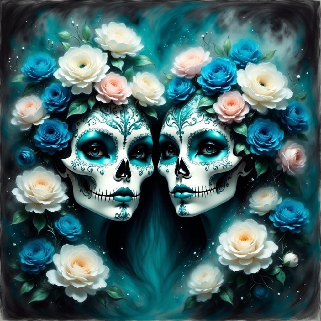 Sugar Skull Mardi Gras Masks in Dreamlike Style