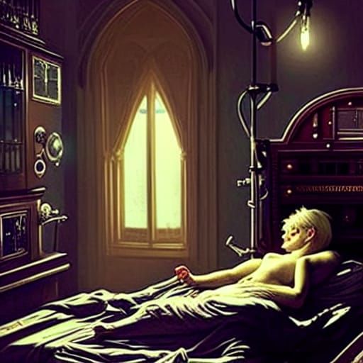 Victorian Steampunk Medical Horror Scene