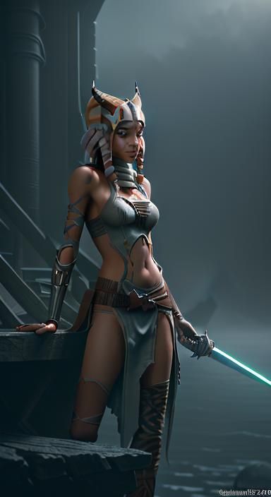 Ahsoka as Steampunk Pirate in Ethereal Fantasy Style