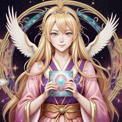 Anime Tarot Reader with Phoenix Headband and Glitter