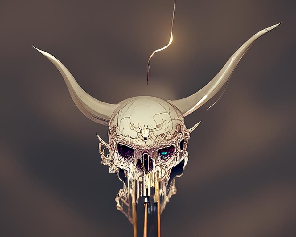 Demon Skull on Spear Digital Artwork