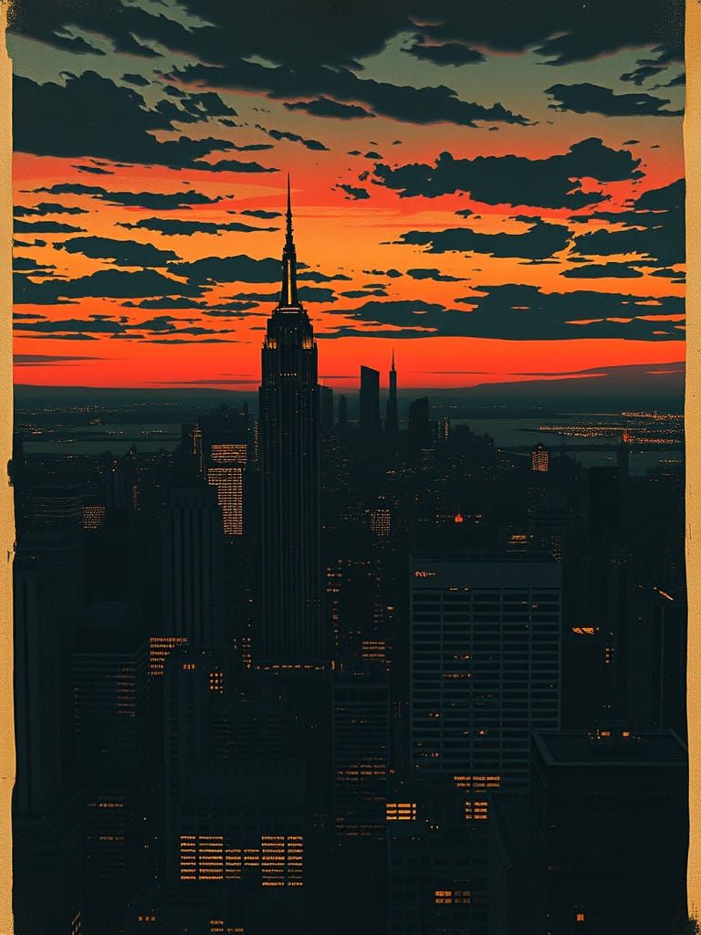 Vintage Travel Poster of a Moody 1930s Cityscape