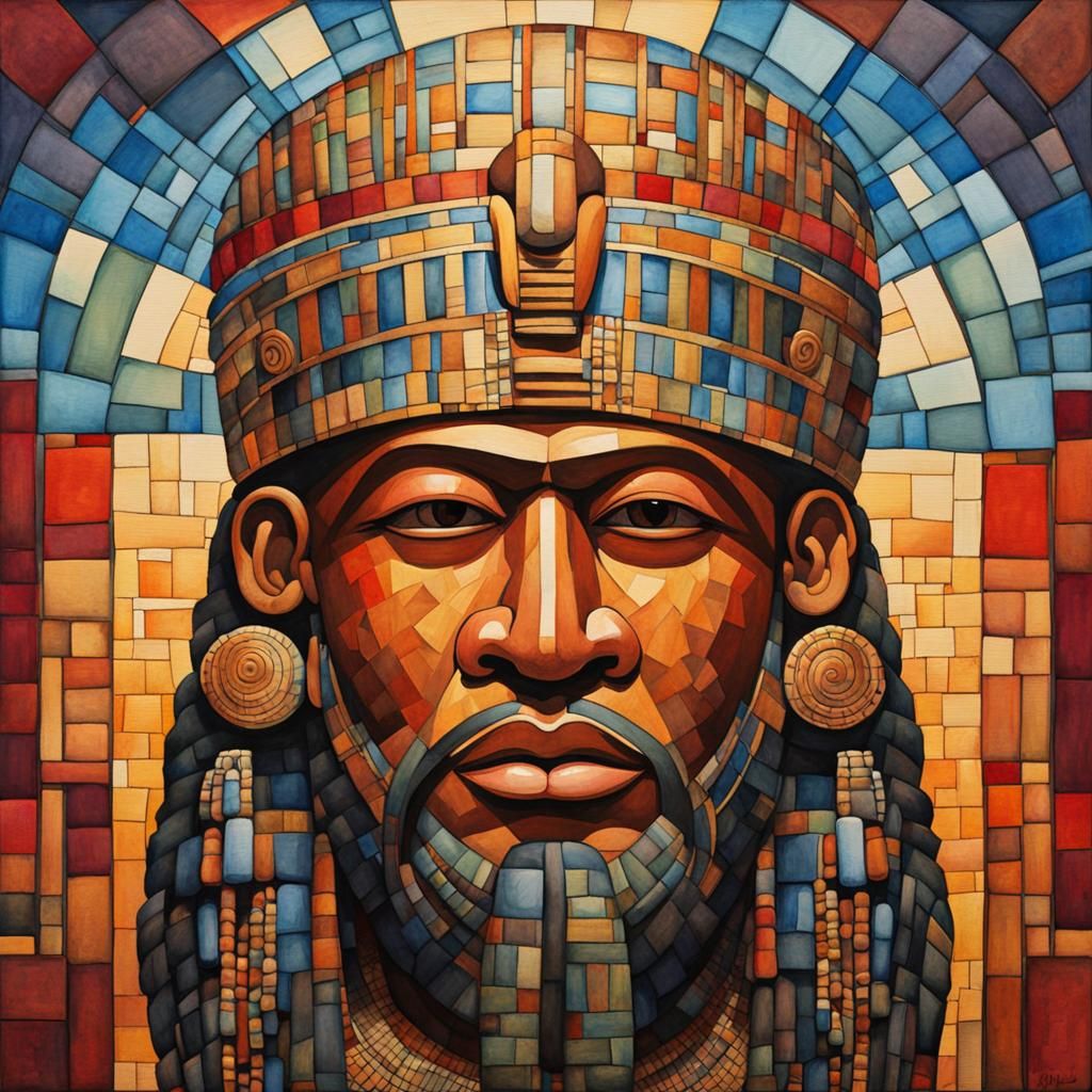 Olmec Pharaoh Fusion: Watercolor African God