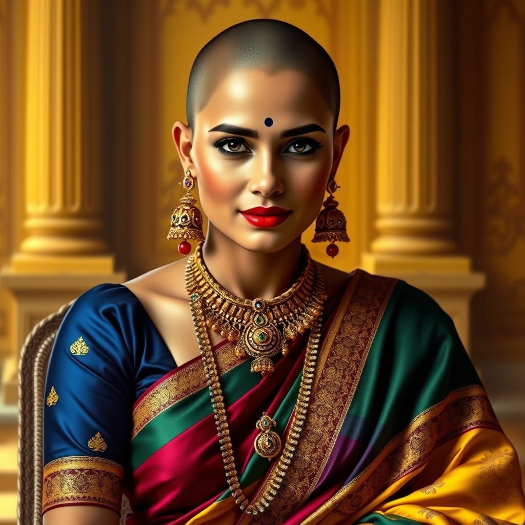 Regal Indian Woman in Golden Splendor