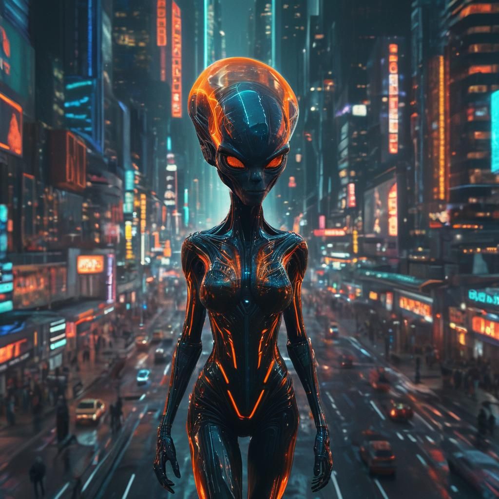 Exoplanet Alien Downtown Fashion in Digital Art