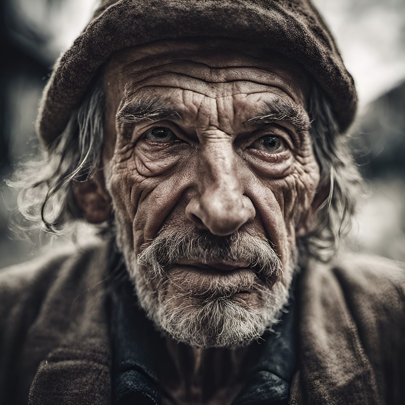 Striking Portrait of an Old Man in Ambient Light
