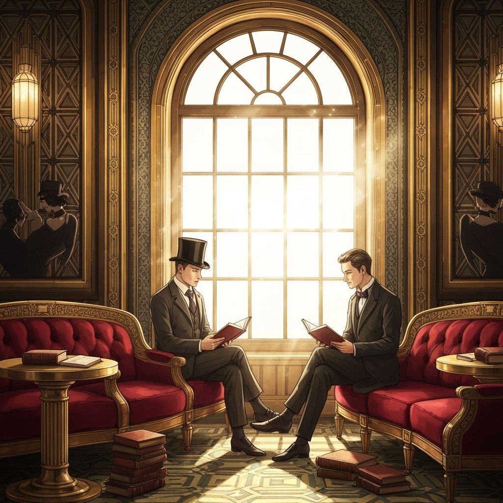 Victorian Gentleman in Art Deco Reading Room