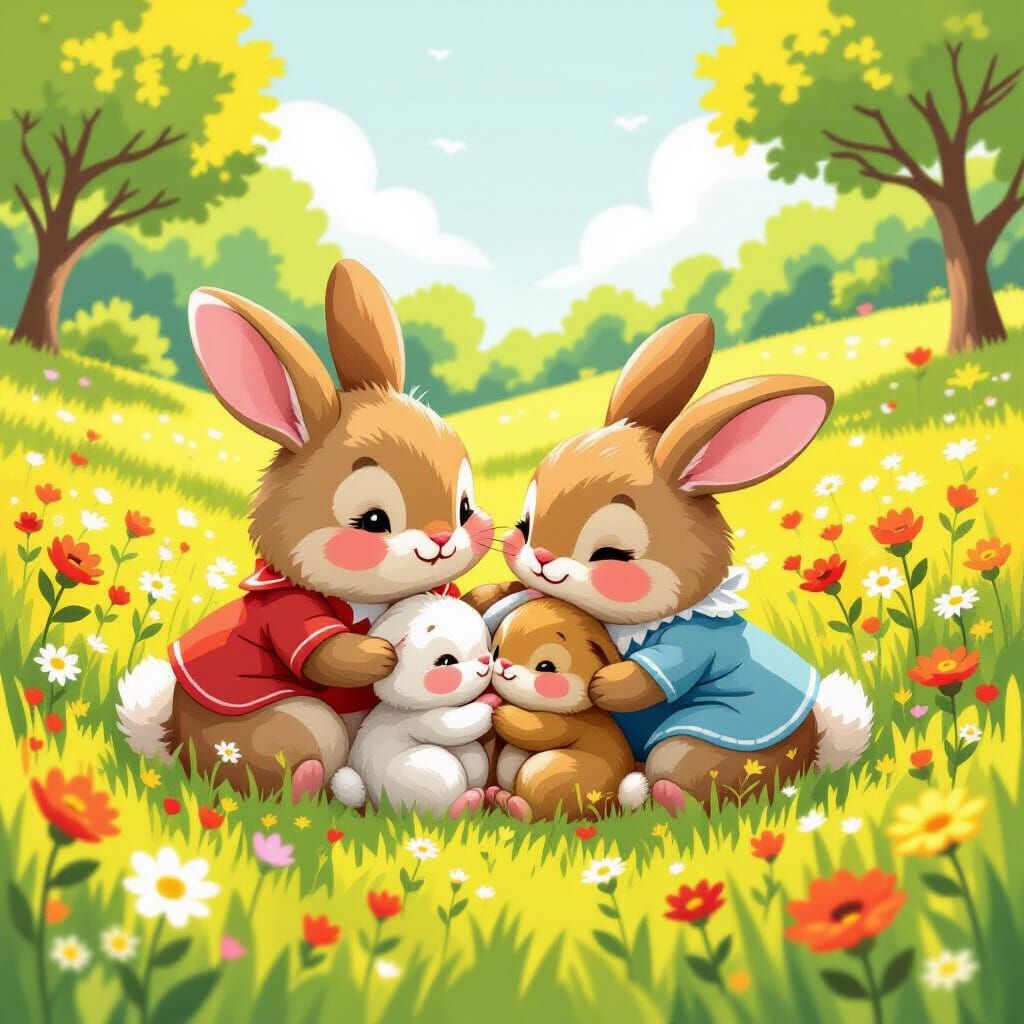 Adorable Creatures in a Sunny Meadow