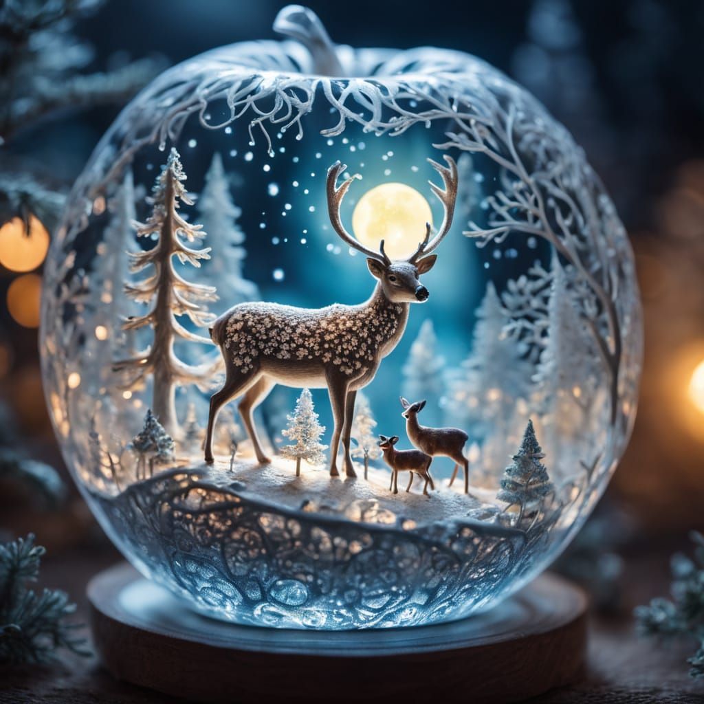 Magical Christmas Landscape in Crystal Apple