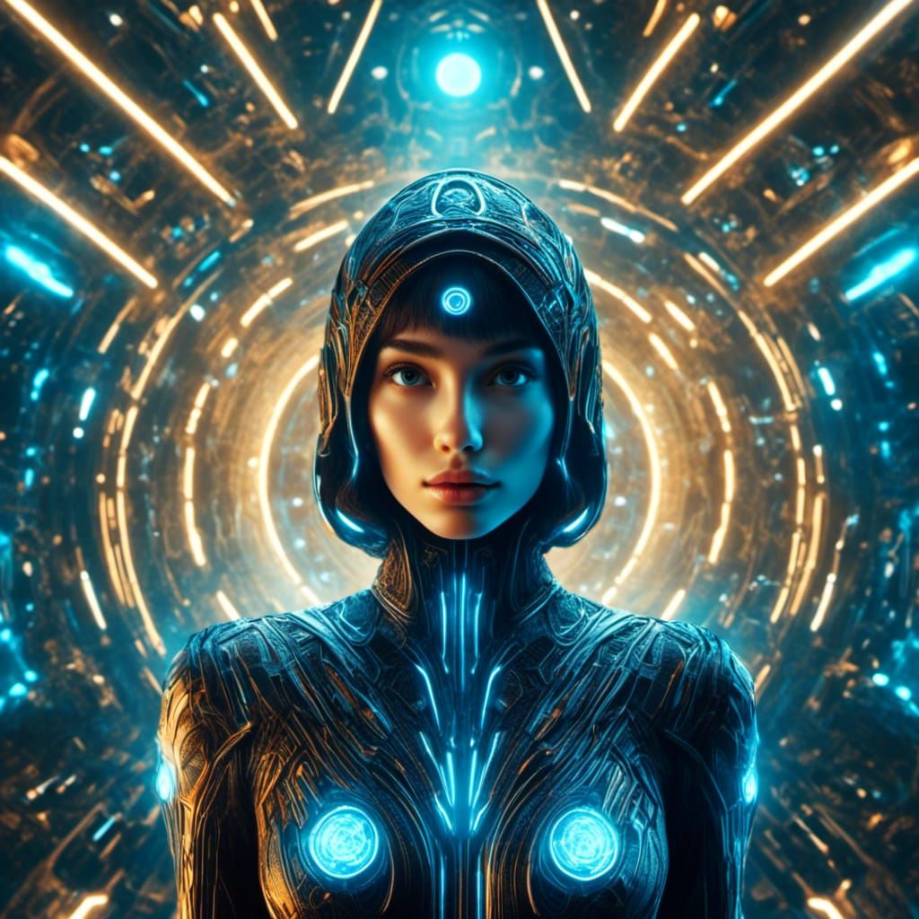 Futuristic Human Joyfully Navigates Space