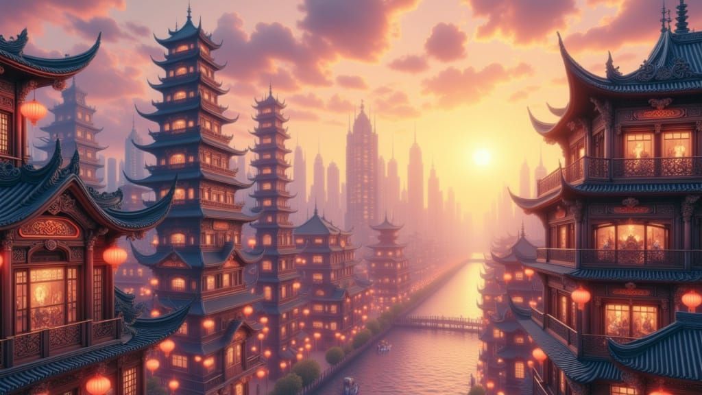 Modern Chinese City Fuses Ancient Architecture in Digital Ma...