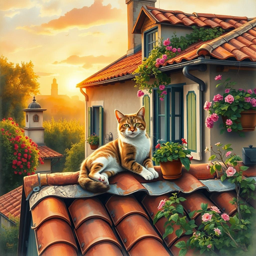 Feline Serenity in French Countryside Chic
