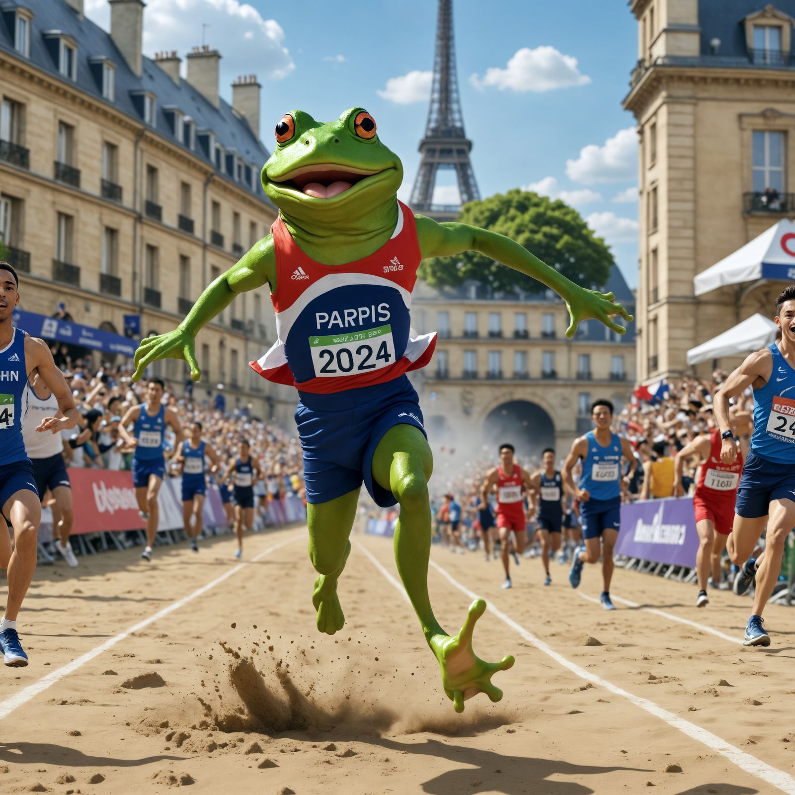 Anime Frog Long Jump at Paris Olympics