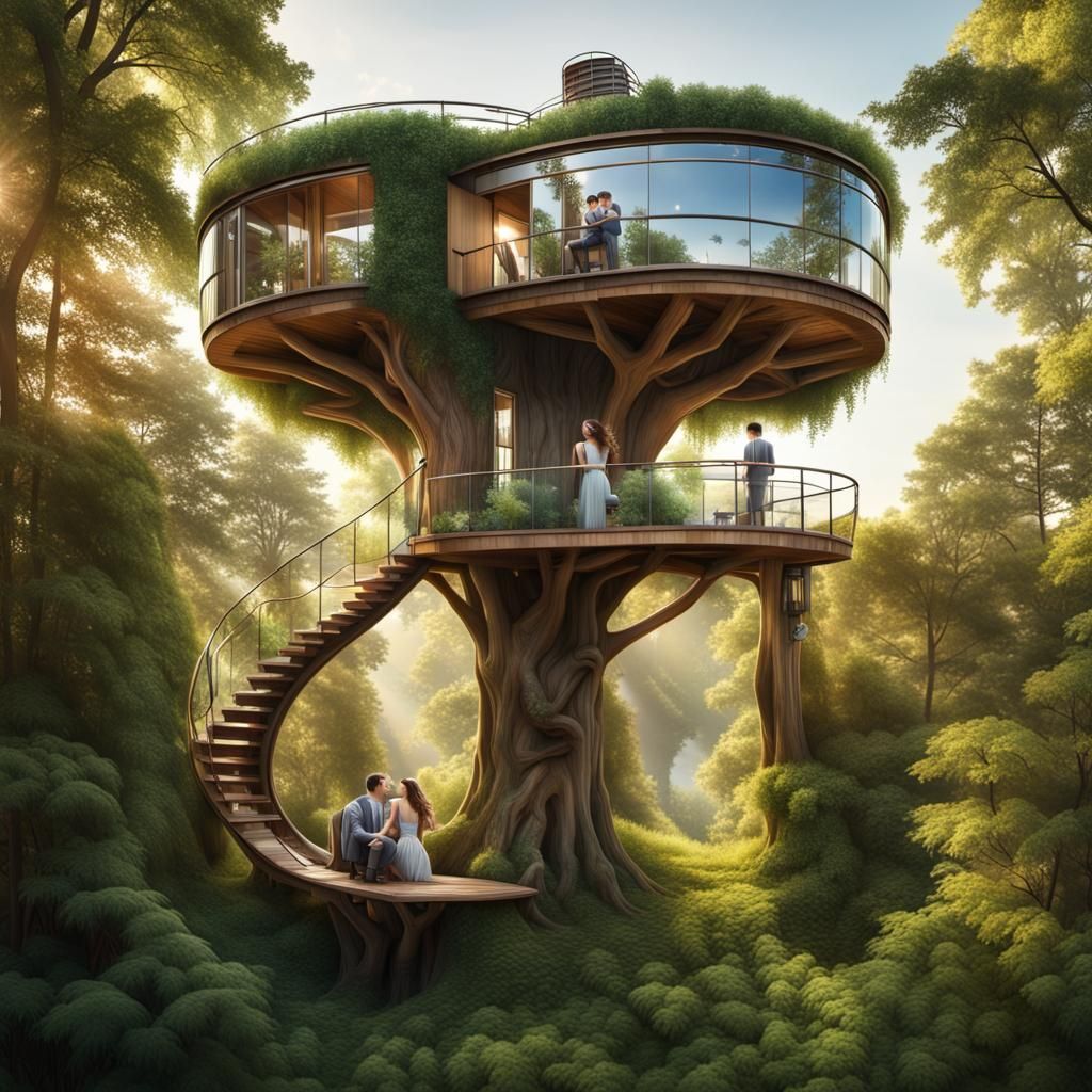 Futuristic Utopian Treehouse in Natural Light