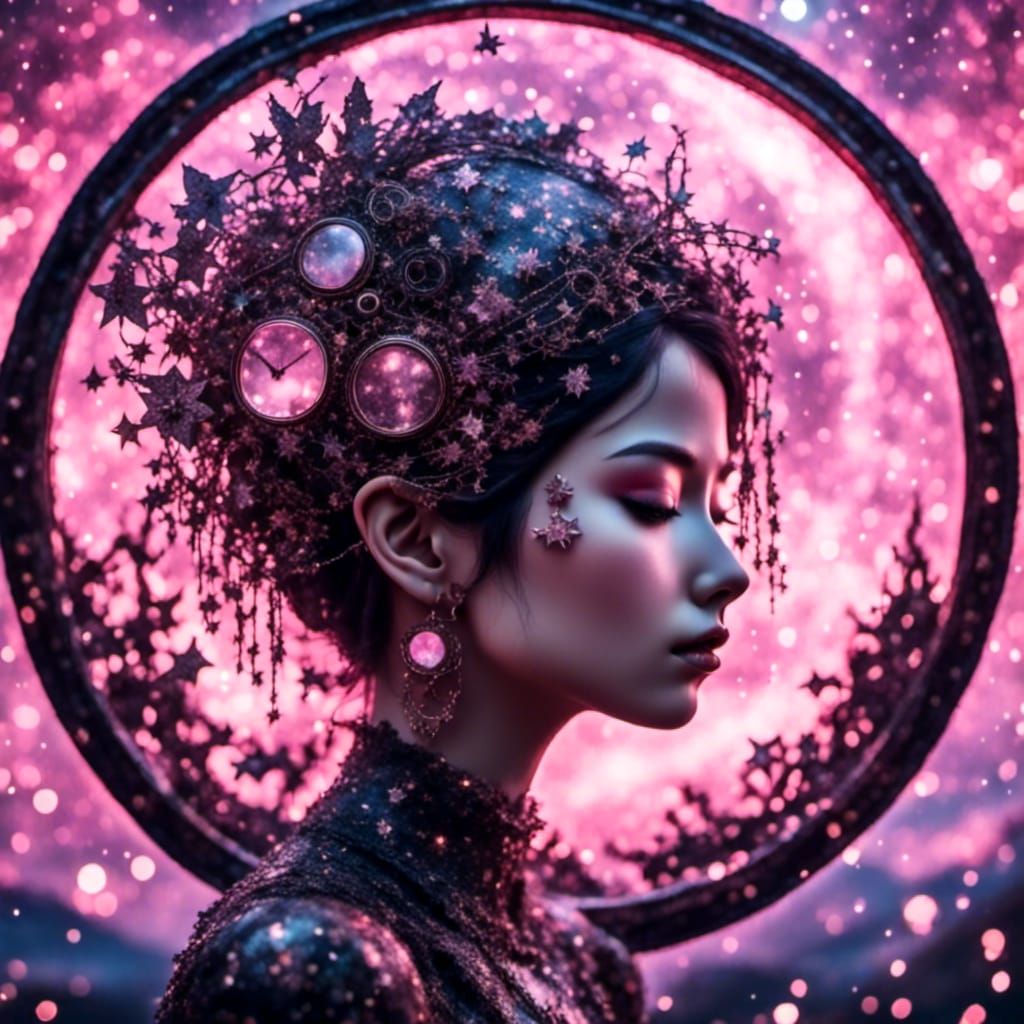 Steampunk Fantasy Nymph under Starry Night