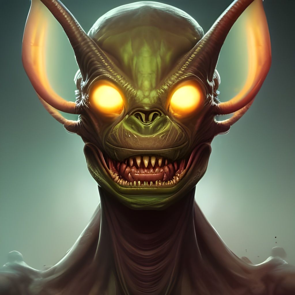 Detailed Alien Goblin Portrait in Triadic Colors