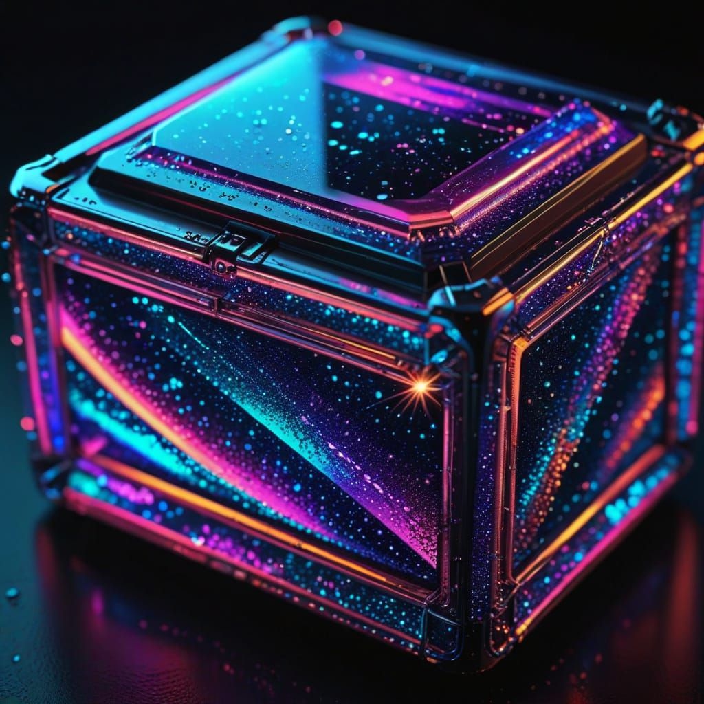 Glitter Jewelry in Neon Case, Retro-Futurism Art