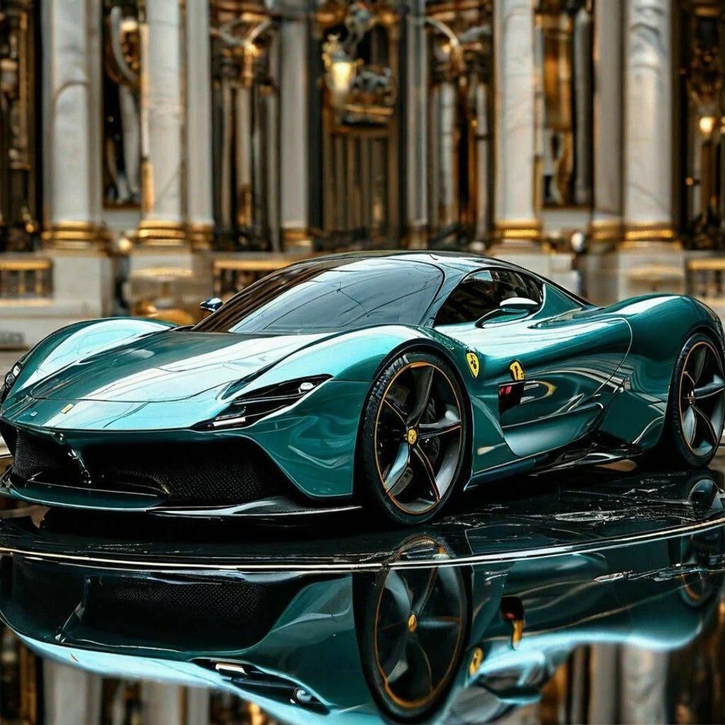 Cyborg and Ferrari in Dark Surrealist Style