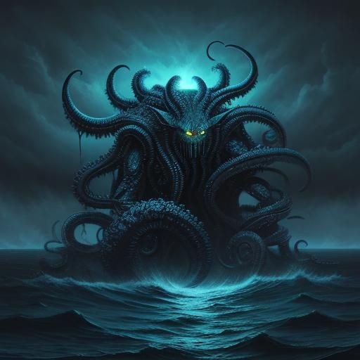 Cthulhu Emerges: A Lovecraftian Horror in Dark Fantasy Style