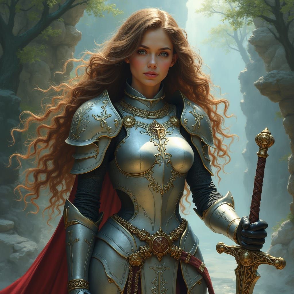 Ethereal Silver Paladin in Dreamlike Environment