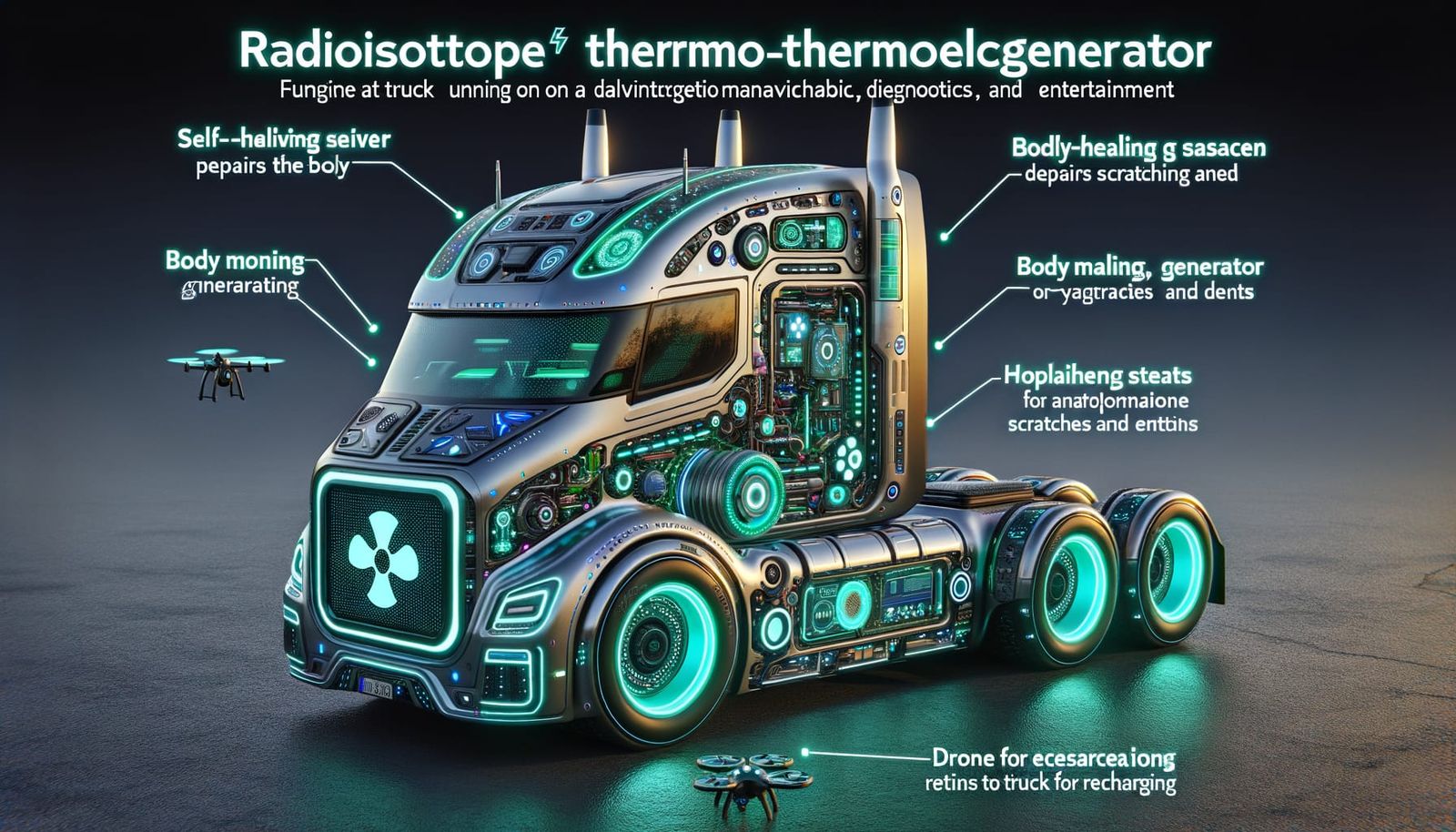 Futuristic AI Truck with Radioisotope Power