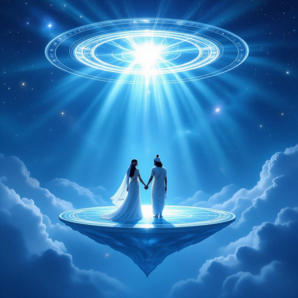 Krishna and Radhika in Eternal Cosmic Realm, Renaissance Sur...