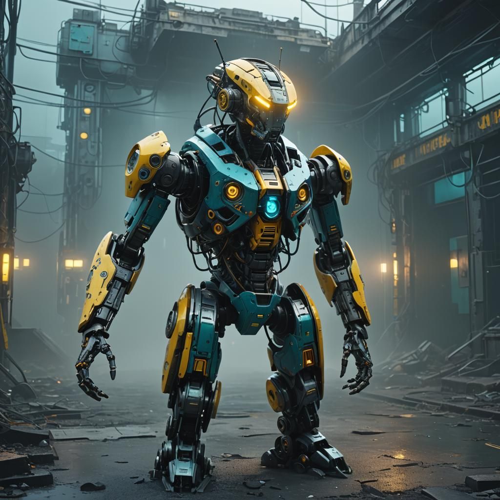 Hyper Detailed Cyborg in Gloomy Sci-Fi Environment