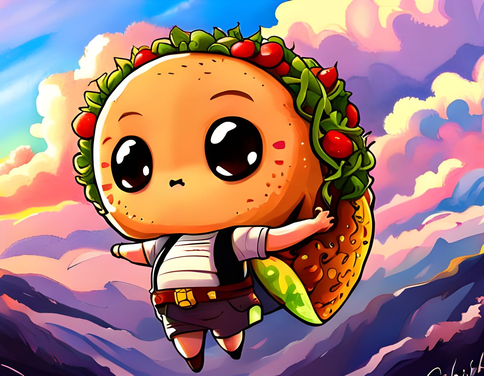 Cute Chibi Taco Character in Ghibli Style