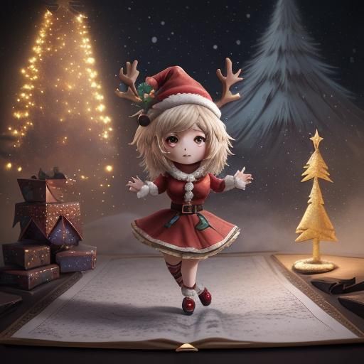 Chibi Christmas Dance in Pop-Up Book Style