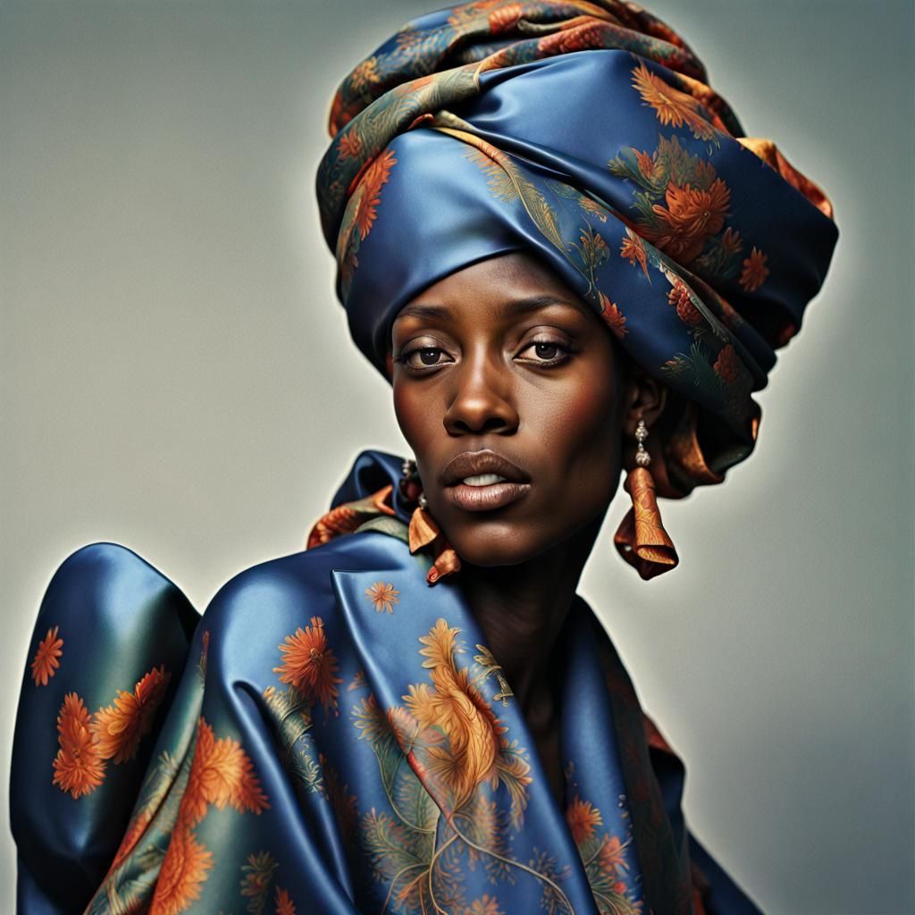 Technicolor Fabric Portrait in Magical Realism Style