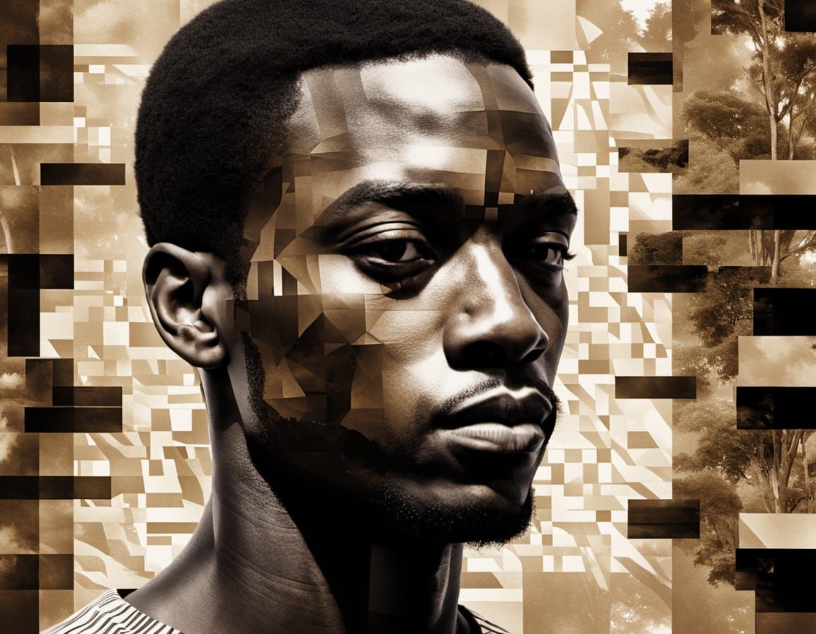 Surreal Cubist Portrait in Geometric Abstraction