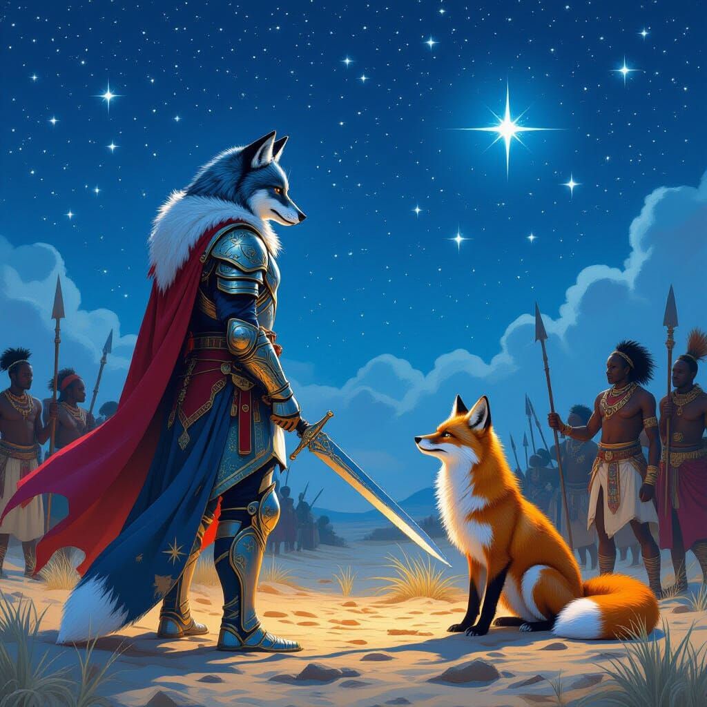 Wolf in Celestial Armor Defends Companions