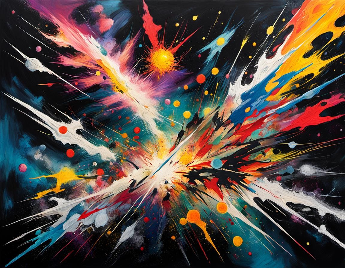 Cosmic Singularity Explosion in Abstract Expressionism Style